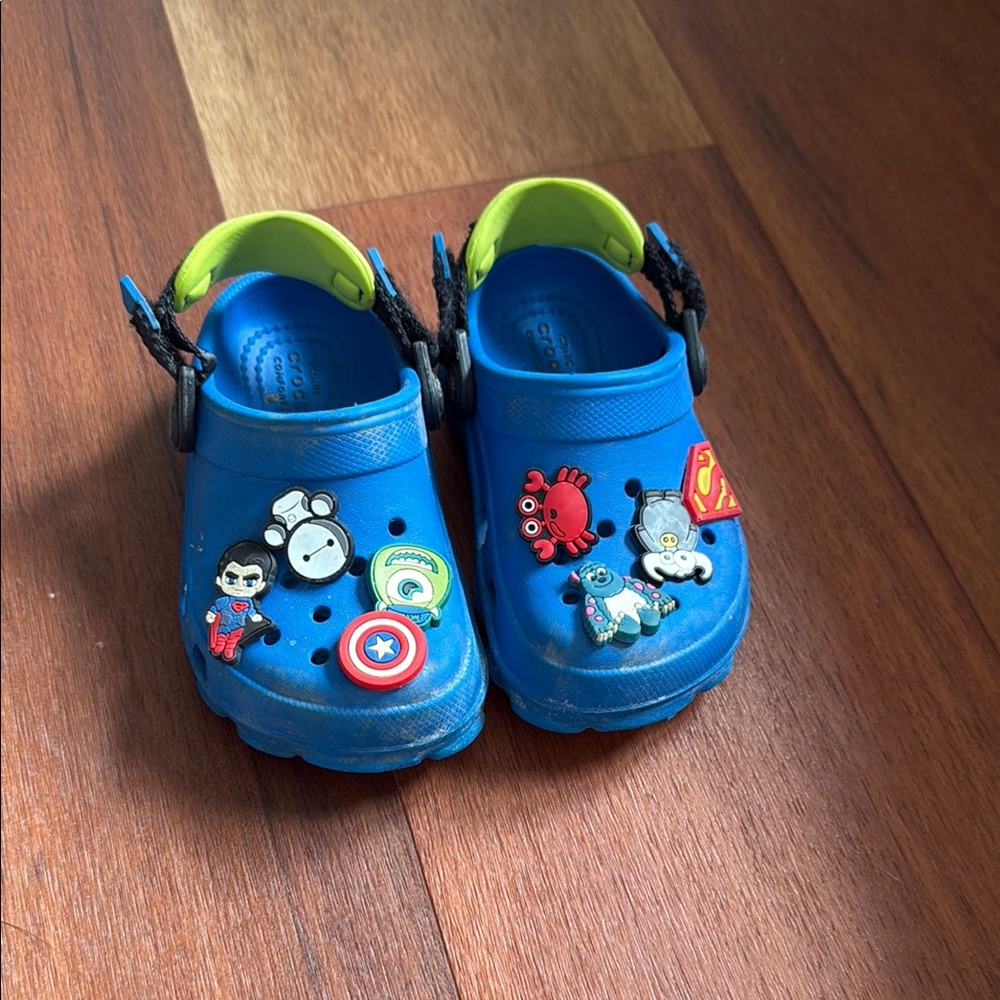 CROCS Blue and Green Water Shoes with Ventilation Holes